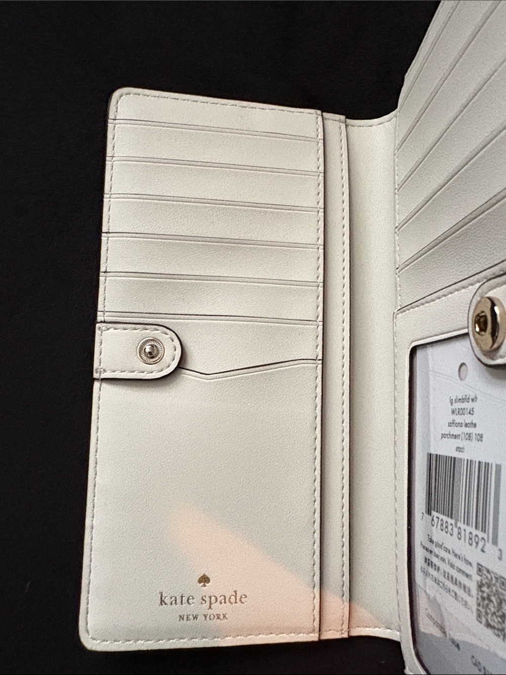 kate spade off white Saffiano Leather Continental Wallet with Gold Logo - Picture 4 of 4